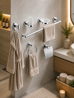 Set de Accesorios para Baño Acero Inoxidable 6 Piezas