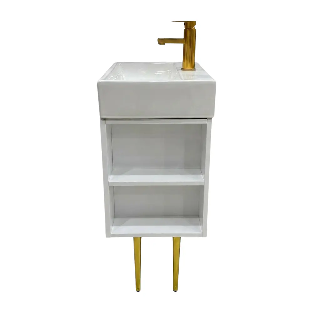 Vanitorio A Piso Blanco 50 cm Con Botiquin Y Espejo LED Con Reloj Digital 3