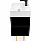  Vanitorio A Piso Negro 50 cm Con Botiquin Y Espejo LED Con Reloj Digital - Miniatura 3