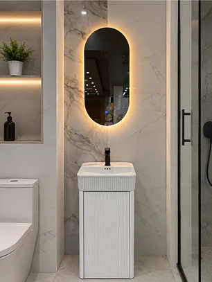 Vanitorio A Piso Completo Blanco 40 cm Con Espejo LED