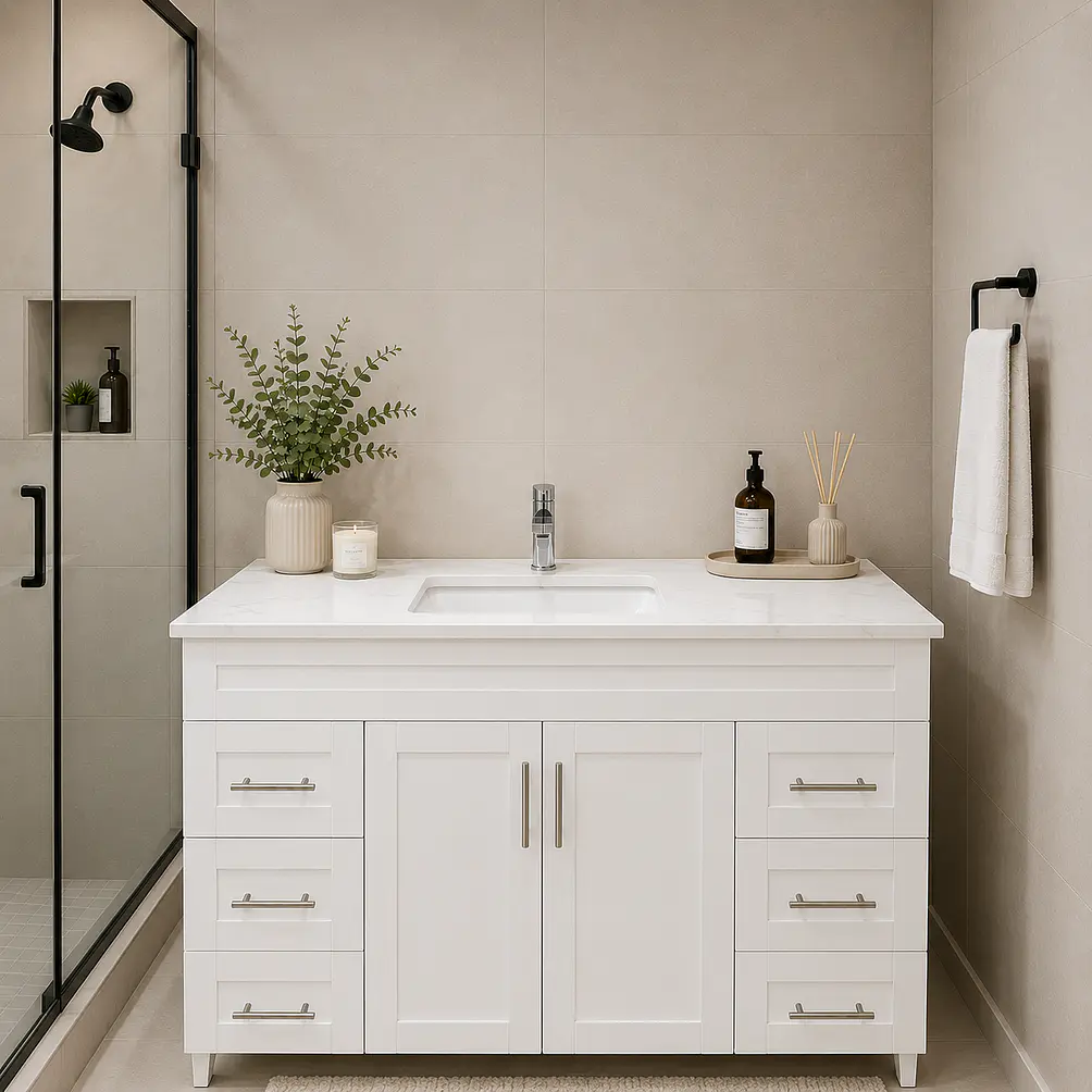 Vanitorio A Piso Con Lavamanos 122 cm Blanco 1