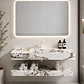 Vanitorio Flotante con Espejo LED | Lavamanos Integrado | Diseño Mármol Blanco - Miniatura 2