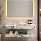 Vanitorio Flotante con Espejo LED | Lavamanos Integrado | Diseño Mármol Blanco - Miniatura 1