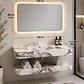 Vanitorio Flotante con Espejo LED | Lavamanos Integrado | Diseño Mármol Blanco - Miniatura 3