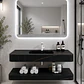 Vanitorio Flotante con Espejo LED | Lavamanos Integrado | Diseño Mármol Blanco - Miniatura 1