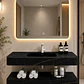 Vanitorio Flotante con Espejo LED | Lavamanos Integrado | Diseño Mármol Blanco - Miniatura 2