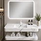 Vanitorio Flotante con Espejo LED | Lavamanos Integrado | Diseño Mármol Blanco - Miniatura 2
