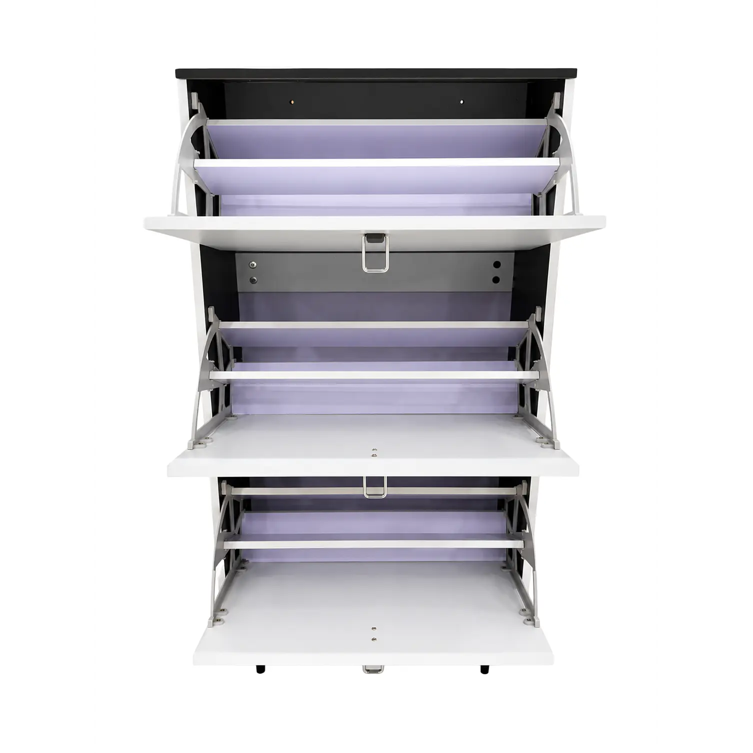 Mueble Zapatero Organizador 3 Niveles Blanco Con Gris Oscuro 118x60x24 cm 3