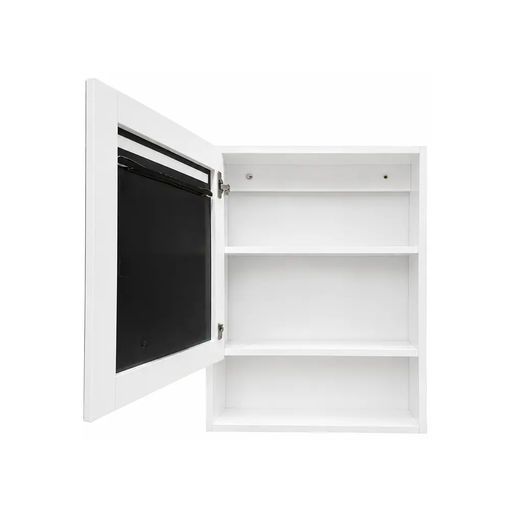 Vanitorio A Piso Blanco 50 cm Con Botiquin Y Espejo LED Con Reloj Digital 4
