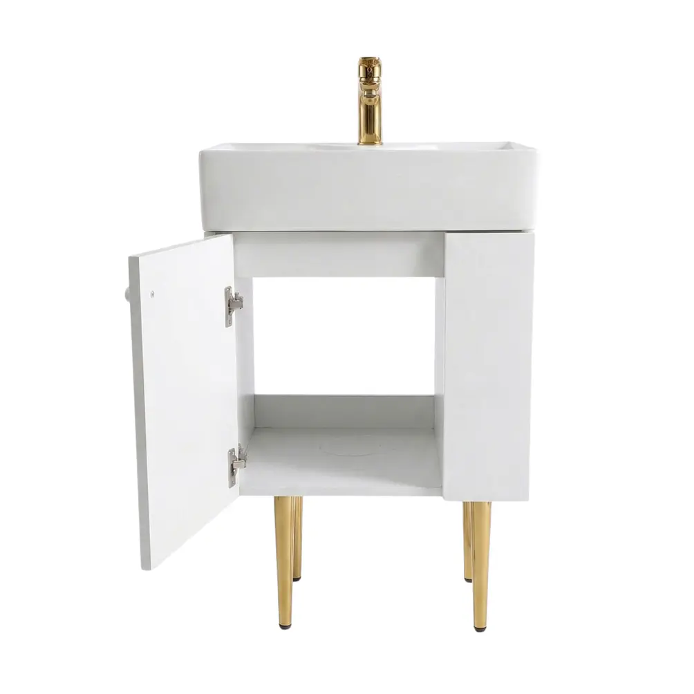 Vanitorio A Piso Blanco 50 cm Con Botiquin Y Espejo LED Con Reloj Digital 5
