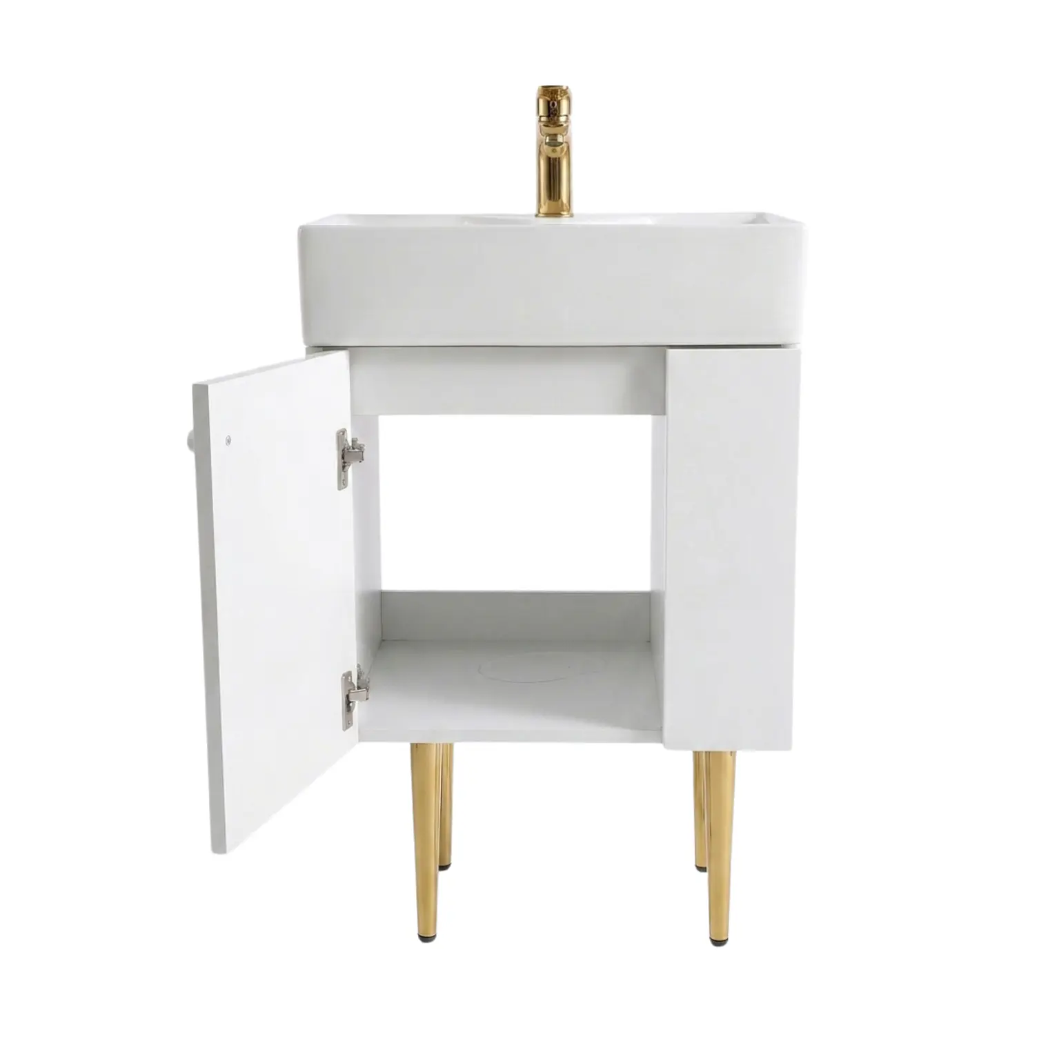 Vanitorio A Piso Blanco 50 cm Con Botiquin Y Espejo LED Con Reloj Digital 5