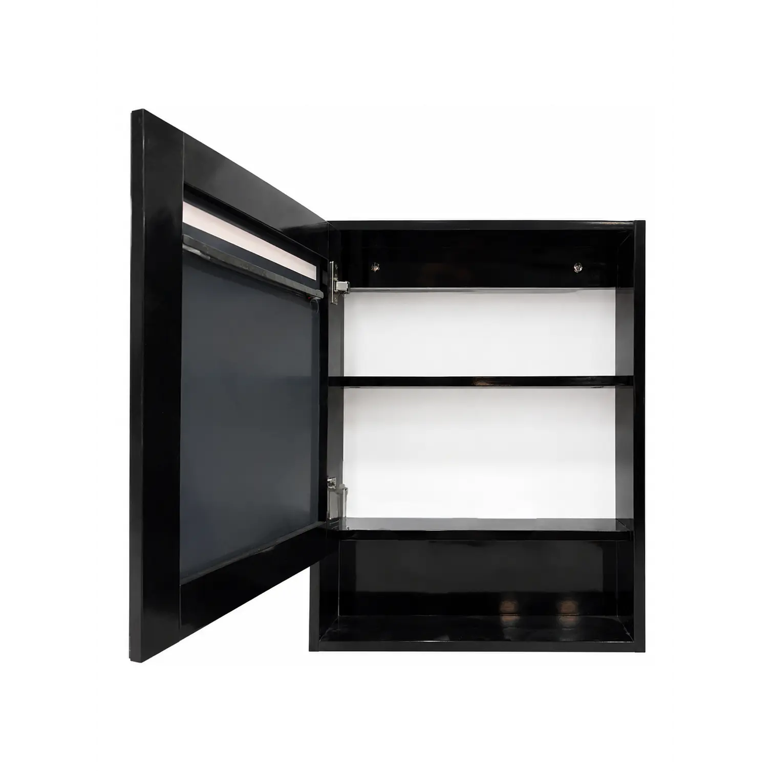  Vanitorio A Piso Negro 50 cm Con Botiquin Y Espejo LED Con Reloj Digital 4