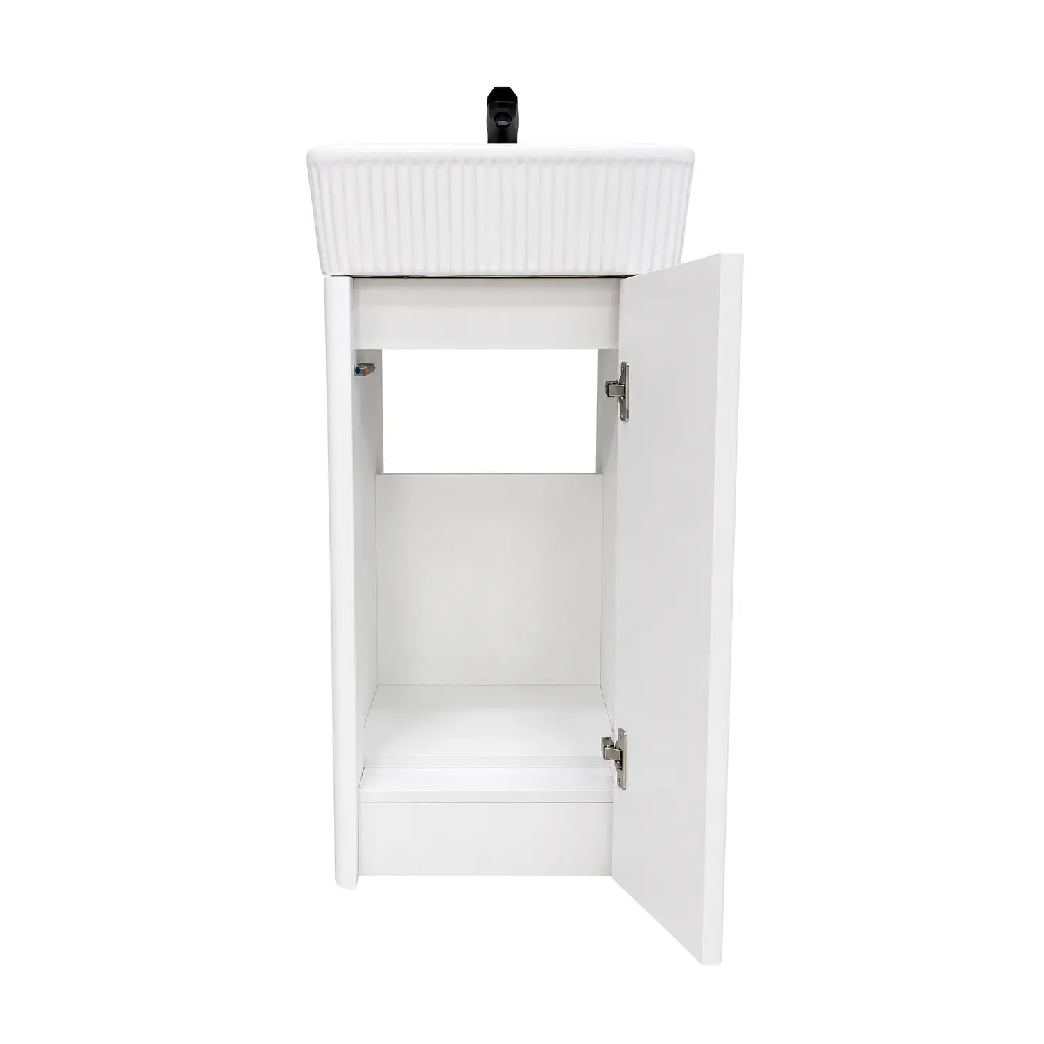 Vanitorio A Piso Completo Blanco 40 cm Con Espejo LED 4