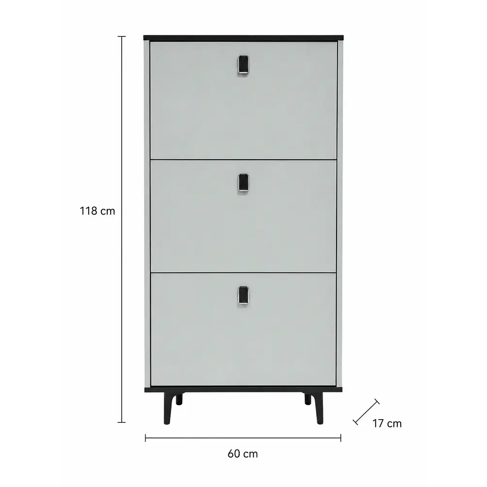 Mueble Zapatero Organizador 3 Niveles Blanco Con Gris Oscuro 118x60x17 cm 2