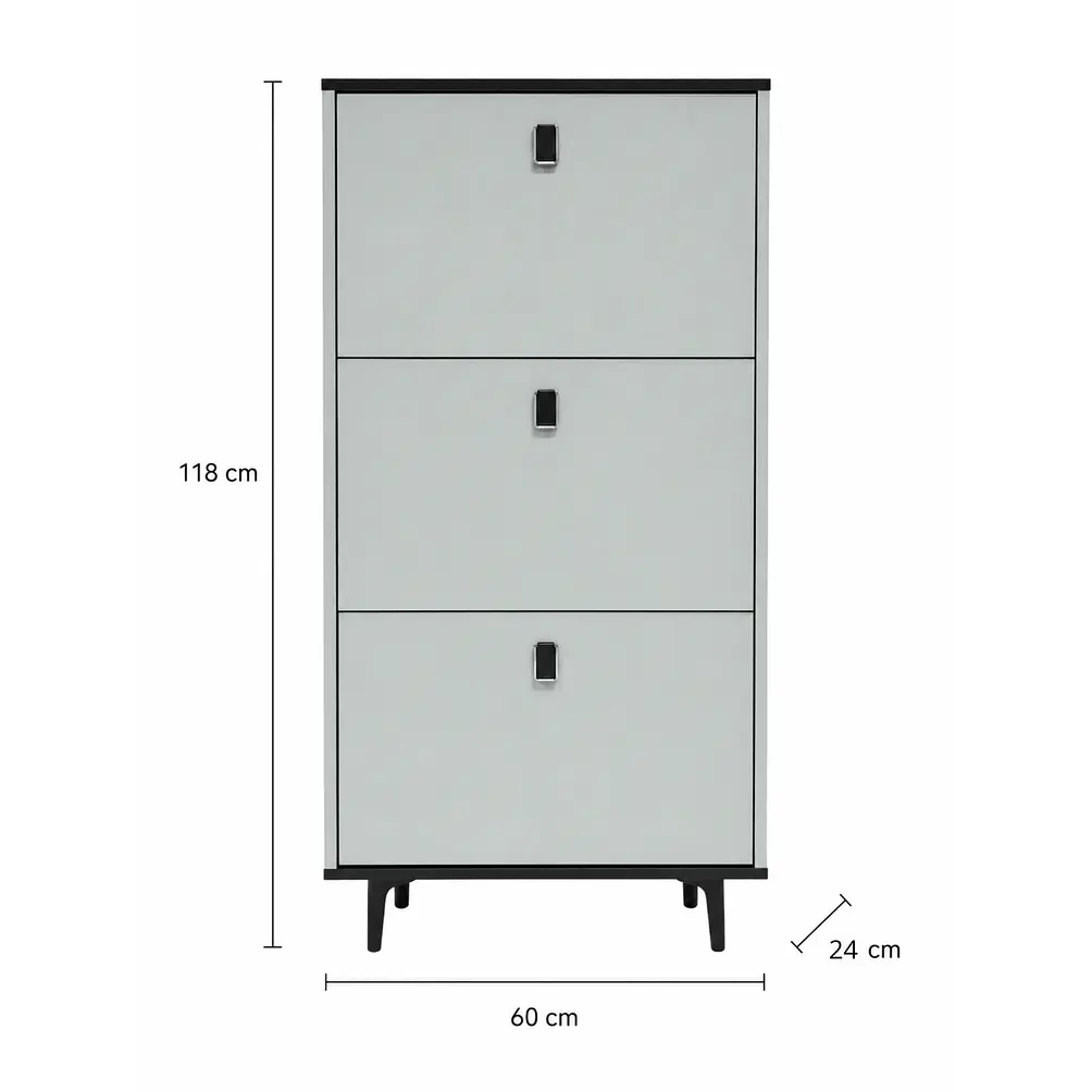 Mueble Zapatero Organizador 3 Niveles Blanco Con Gris Oscuro 118x60x24 cm 2