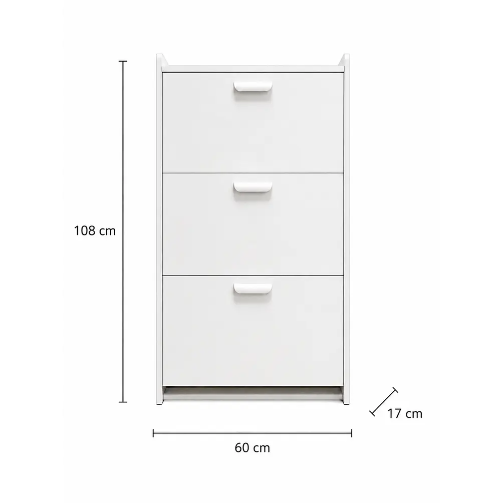 Mueble Zapatero Organizador 3 Niveles Blanco 108x60x17 cm 2