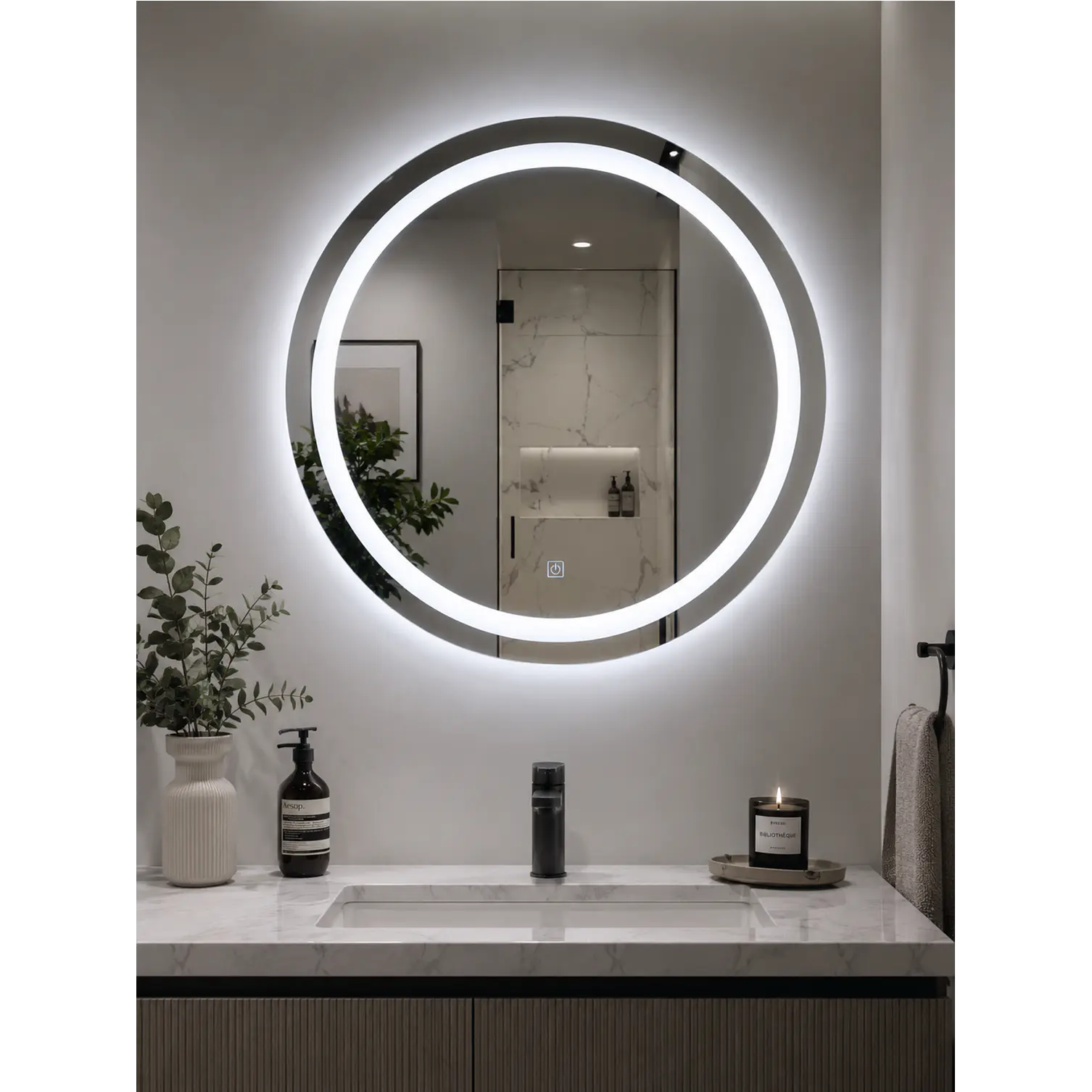  Espejo LED Redondo Sin Marco 60 cm 1