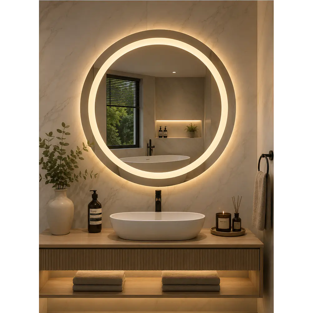  Espejo LED Redondo Sin Marco 60 cm 2