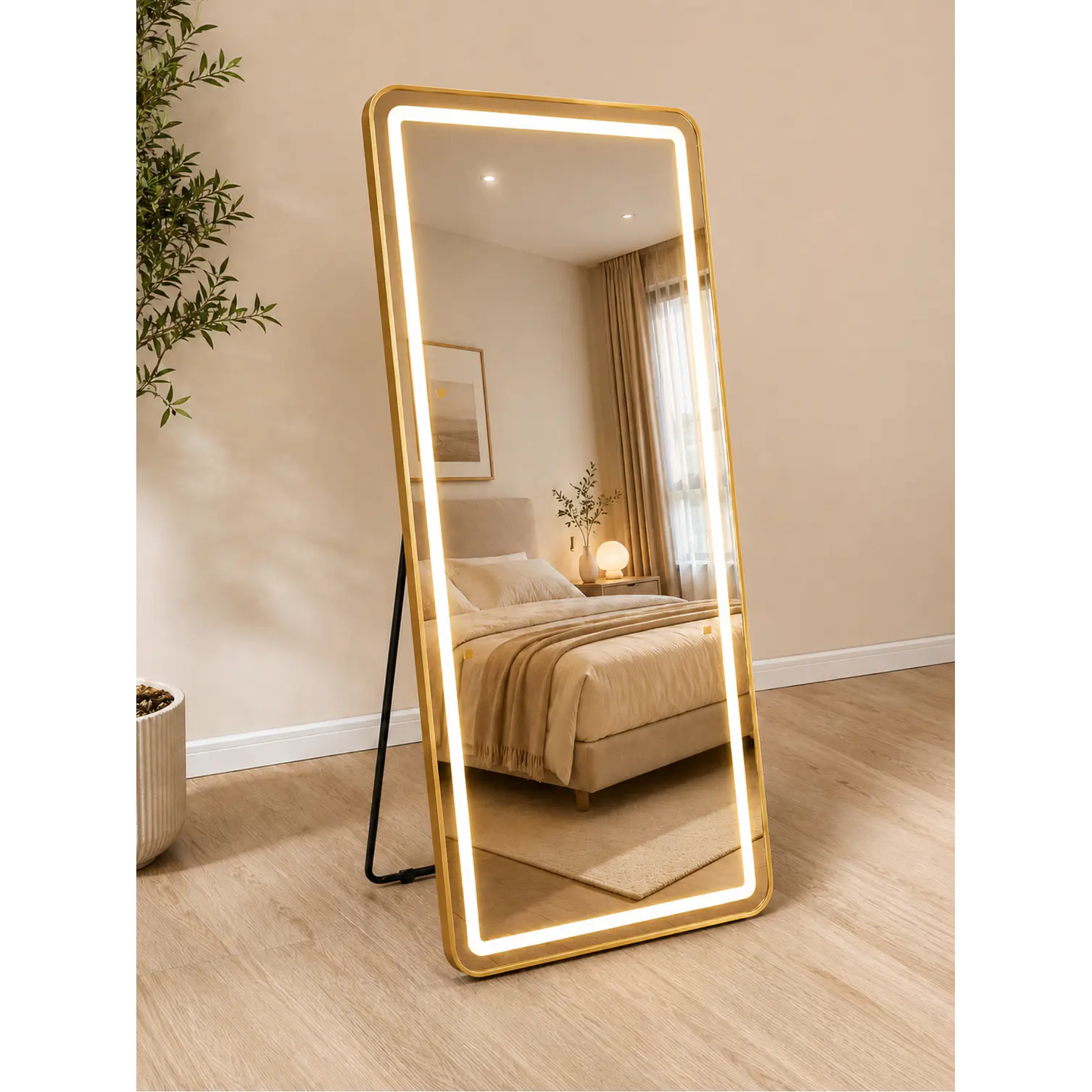 Espejo LED de Cuerpo Entero L08 Gold 70×150 cm con Opción de Pedestal 5