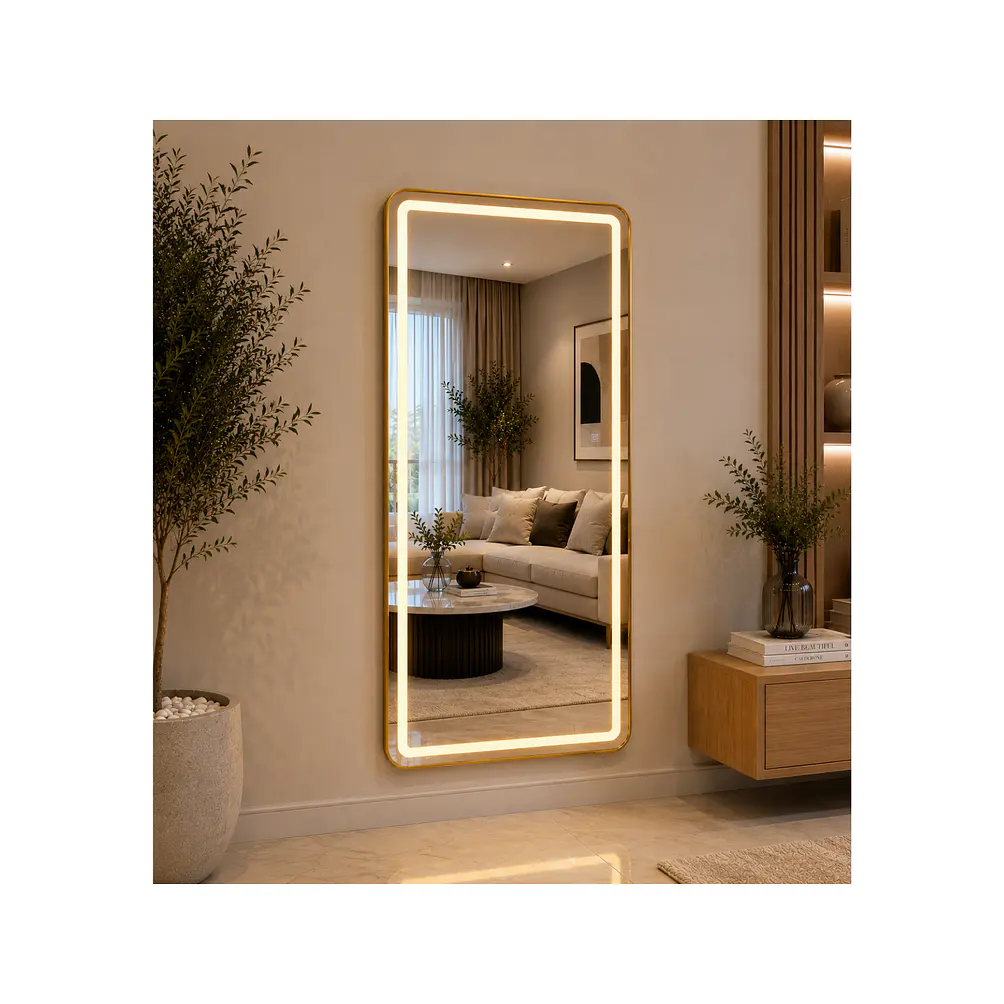 Espejo LED de Cuerpo Entero L08 Gold 70×150 cm con Opción de Pedestal 2
