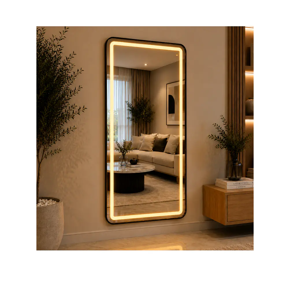 Espejo LED de Cuerpo Entero L08 Negro 70×150 cm con Opción de Pedestal 2