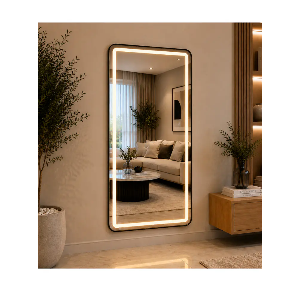 Espejo LED de Cuerpo Entero L08 Negro 70×150 cm con Opción de Pedestal 3