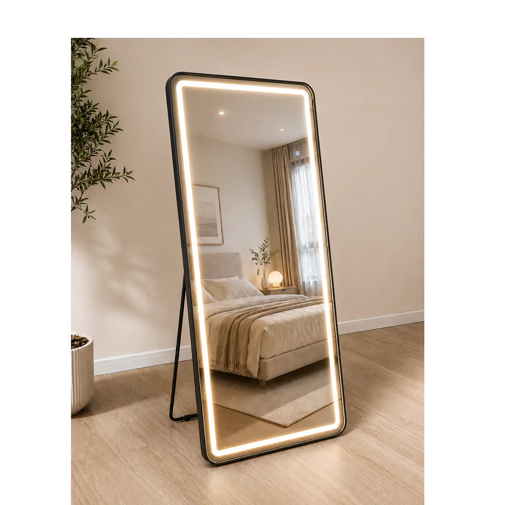 Espejo LED de Cuerpo Entero L08 Negro 70×150 cm con Opción de Pedestal 5