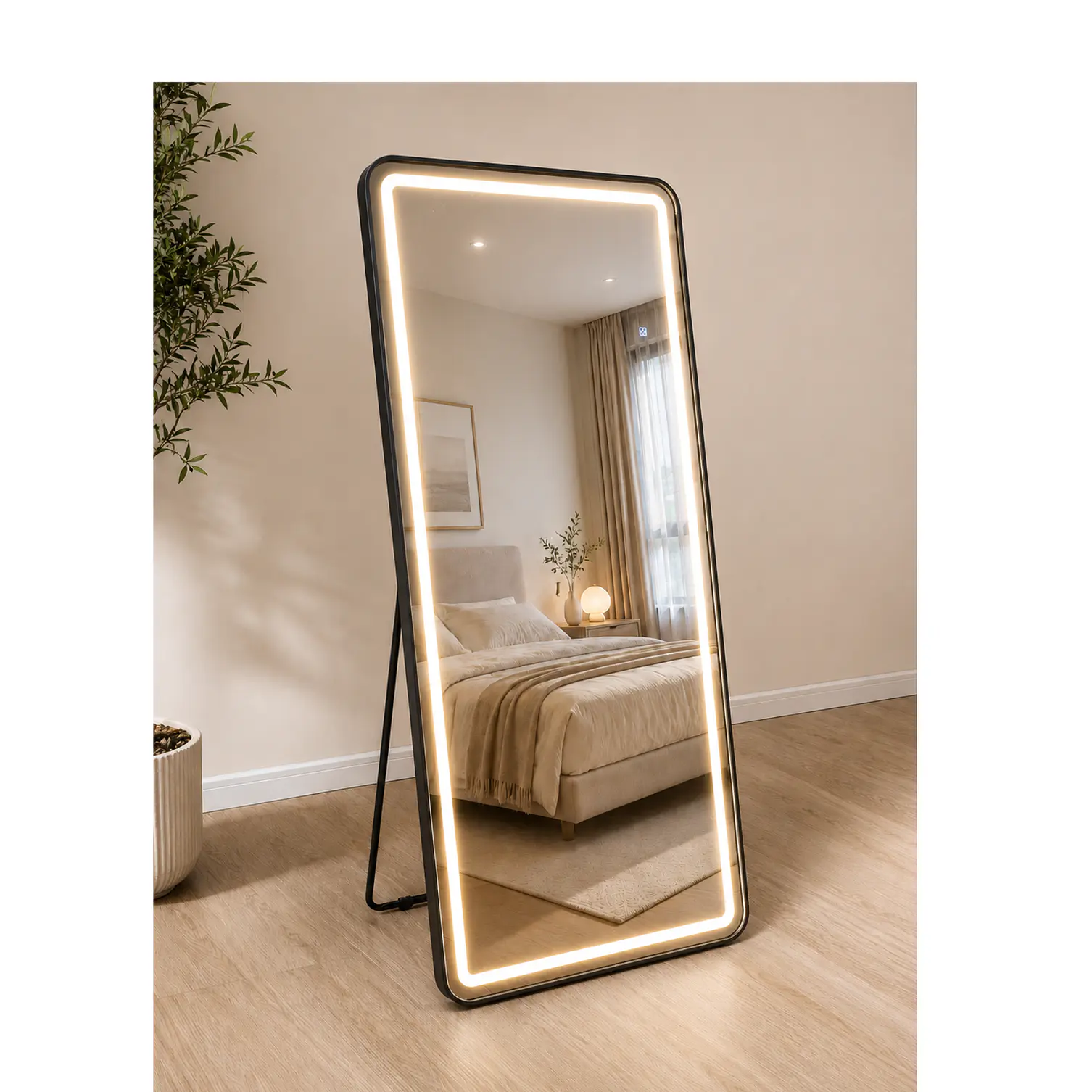 Espejo LED de Cuerpo Entero L08 Negro 70×150 cm con Opción de Pedestal 5