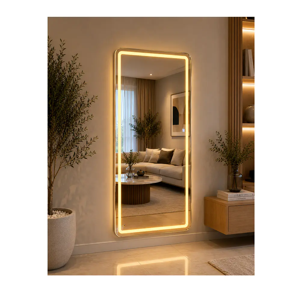 Espejo LED de Cuerpo Entero L08 Gold 70×150 cm con Opción de Pedestal 3