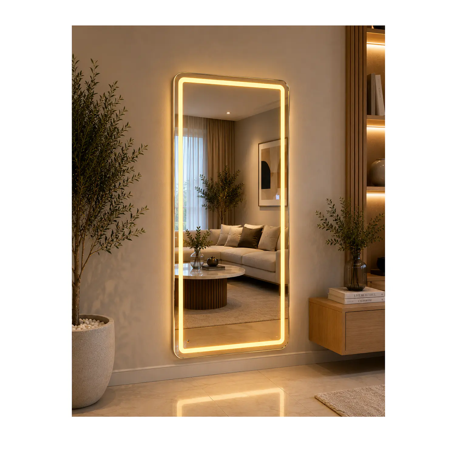 Espejo LED de Cuerpo Entero L08 Silver 70×150 cm con Opción de Pedestal 3