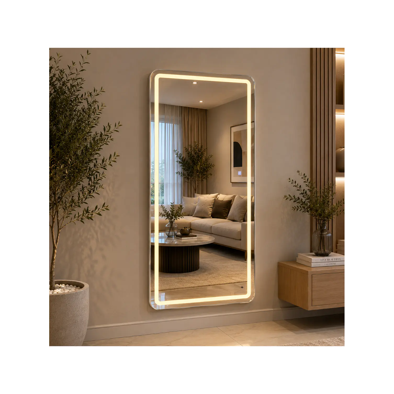 Espejo LED de Cuerpo Entero L08 Silver 70×150 cm con Opción de Pedestal 2