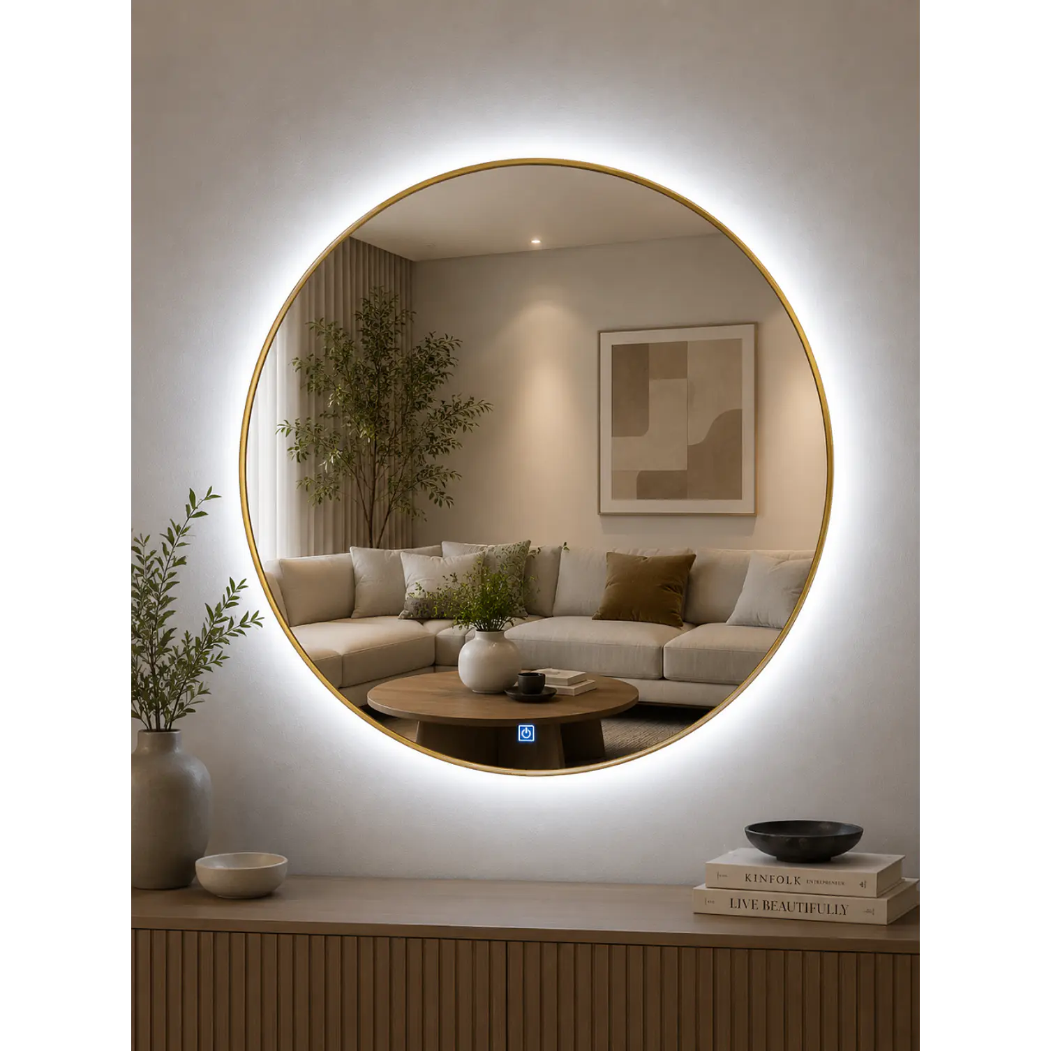 Espejo LED Redondo L02 Golden 70 cm  1