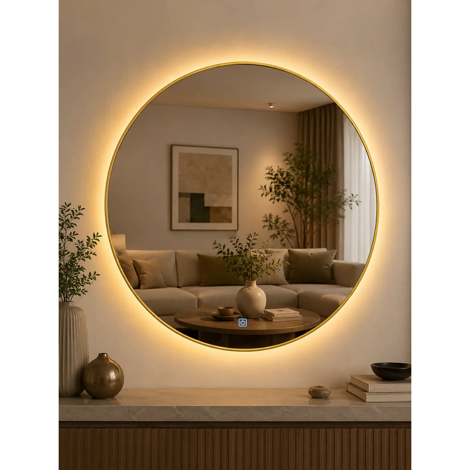 Espejo LED Redondo L02 Golden 70 cm  2