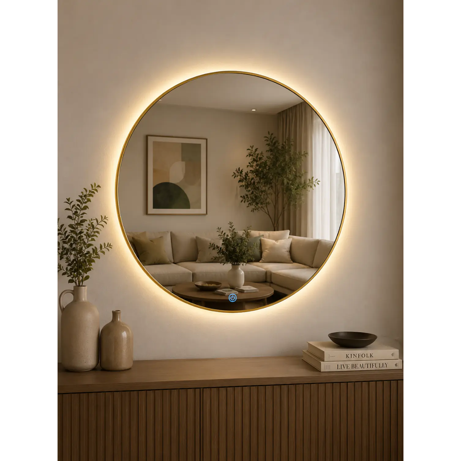 Espejo LED Redondo L02 Golden 70 cm  3