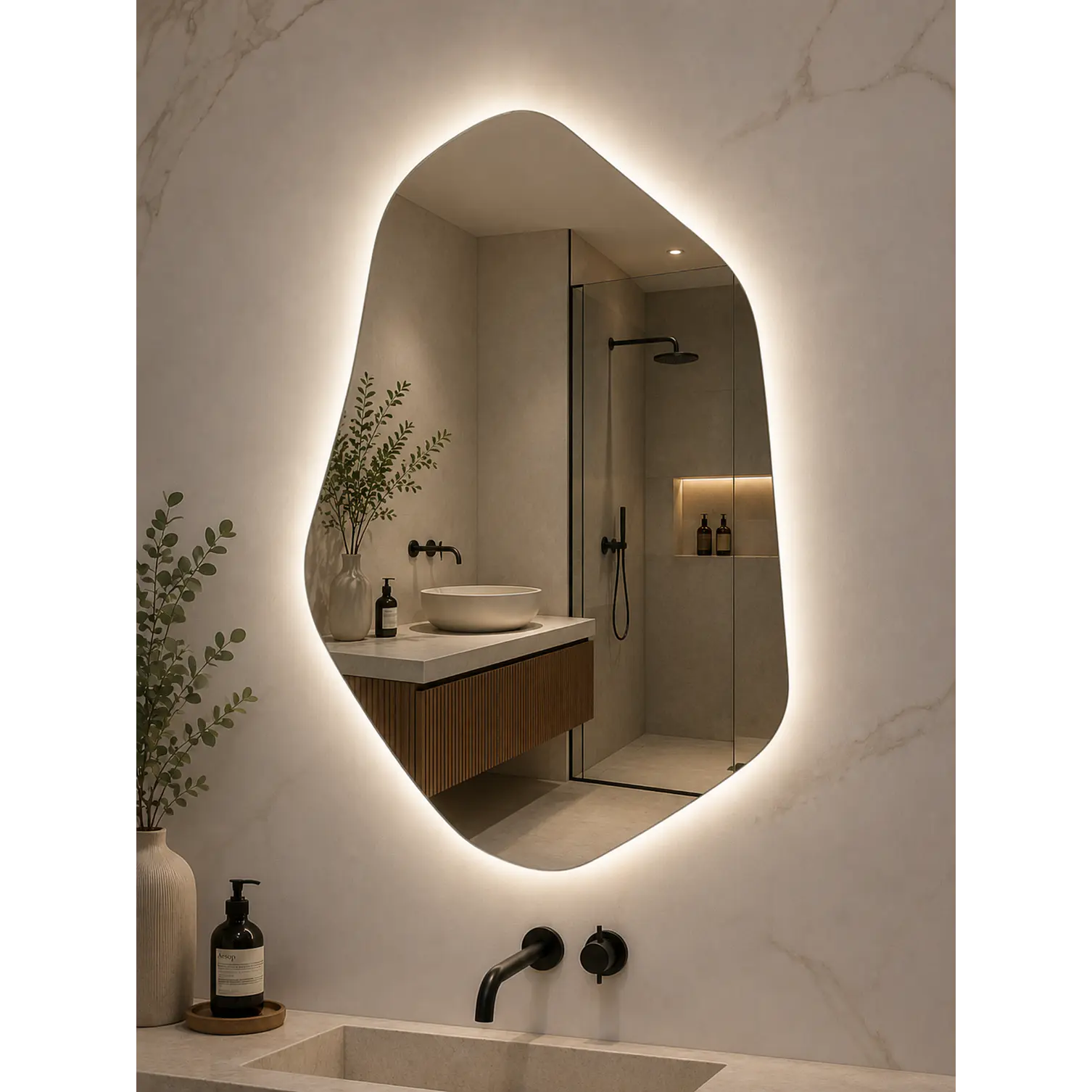 Espejo LED Irregular L14 Sin Marco 80x50 cm 3