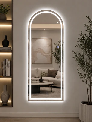 Espejo LED Arco 70x180 cm Sin Marco | 3 Tonos de Luz | Vertical 