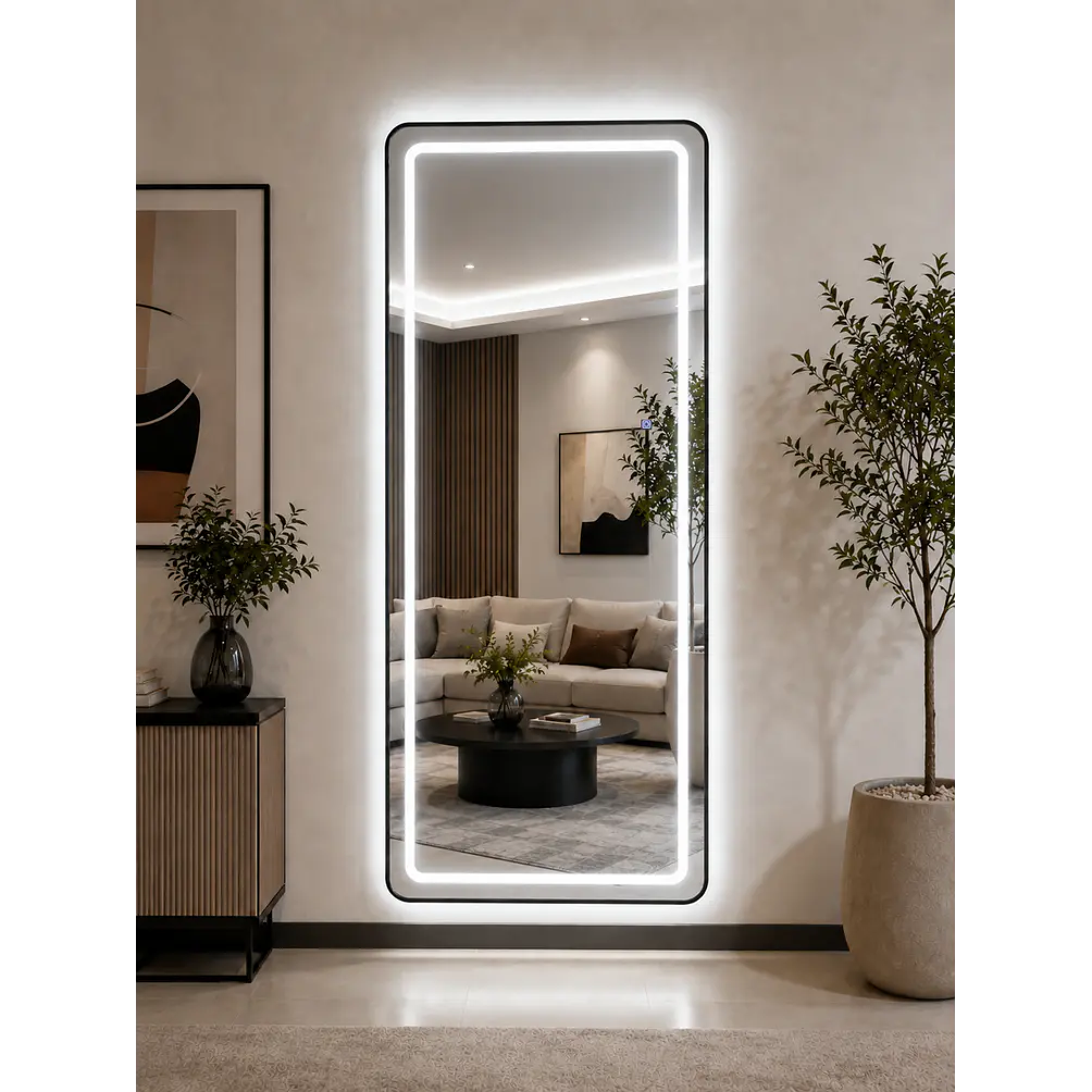 Espejo Decorativo LED con Marco Negro 70x180 cm | Instalación Vertical u Horizontal 1
