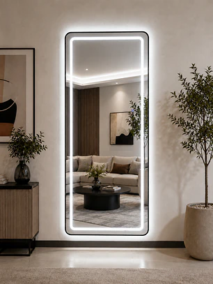 Espejo Decorativo LED con Marco Negro 70x180 cm | Instalación Vertical u Horizontal