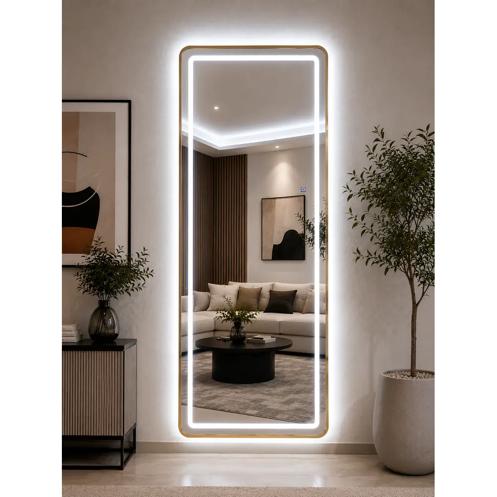 Espejo Decorativo LED con Marco Dorado 70x180 cm | Instalación Vertical u Horizontal 1
