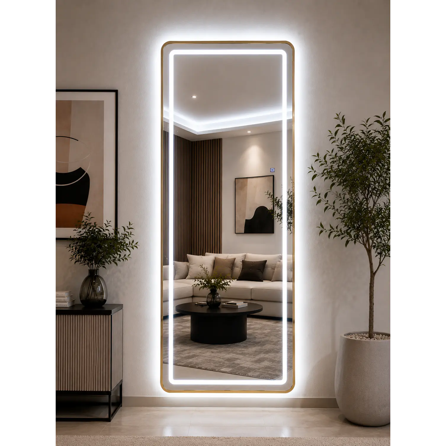 Espejo Decorativo LED con Marco Dorado 70x180 cm | Instalación Vertical u Horizontal 1