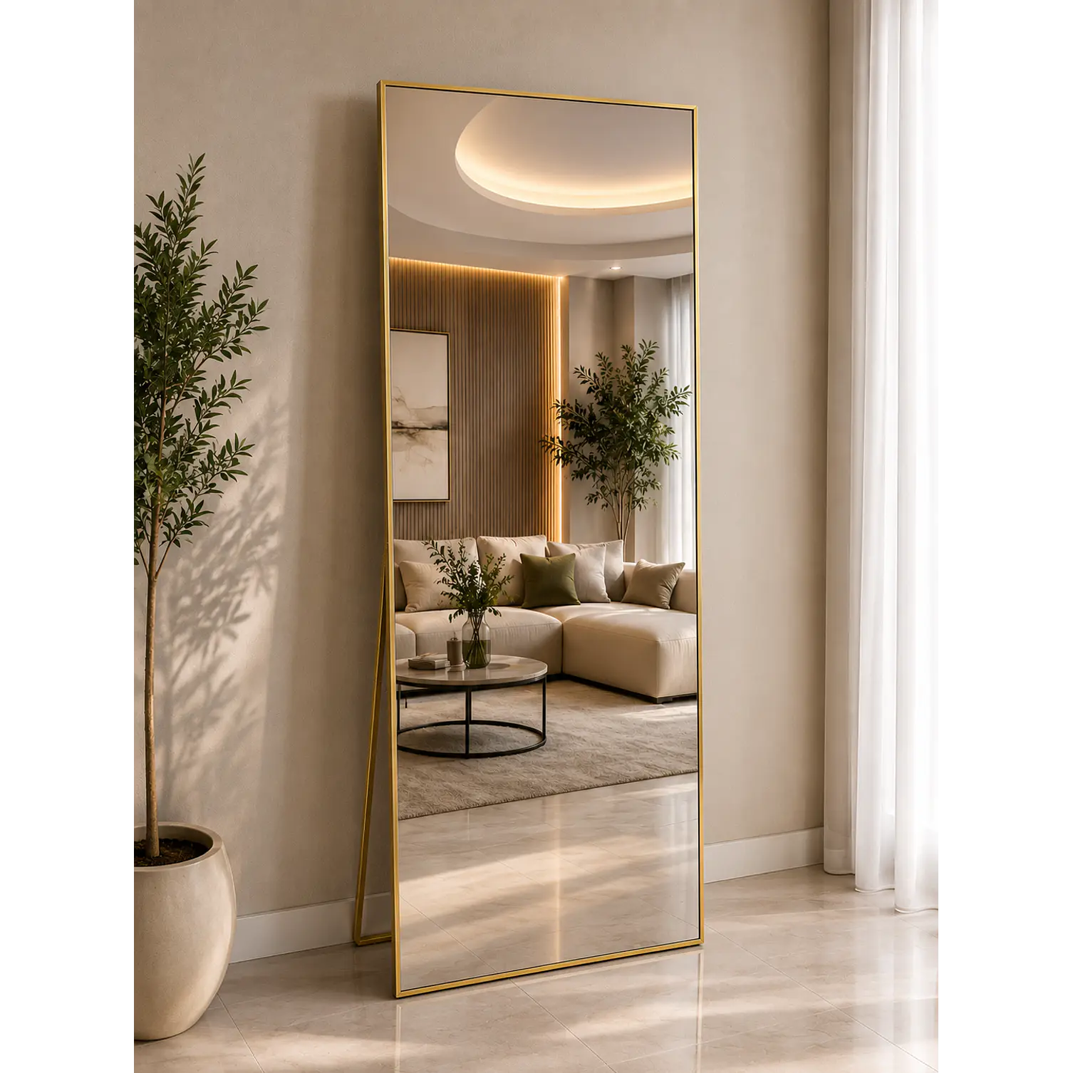 Espejo Cuerpo Entero Pedestal L09 Gold 70x180cm 1