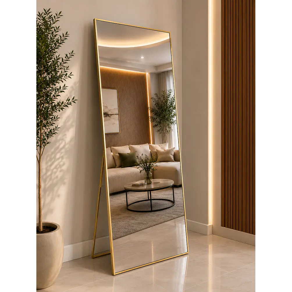 Espejo Cuerpo Entero Pedestal L09 Gold 70x180cm 2