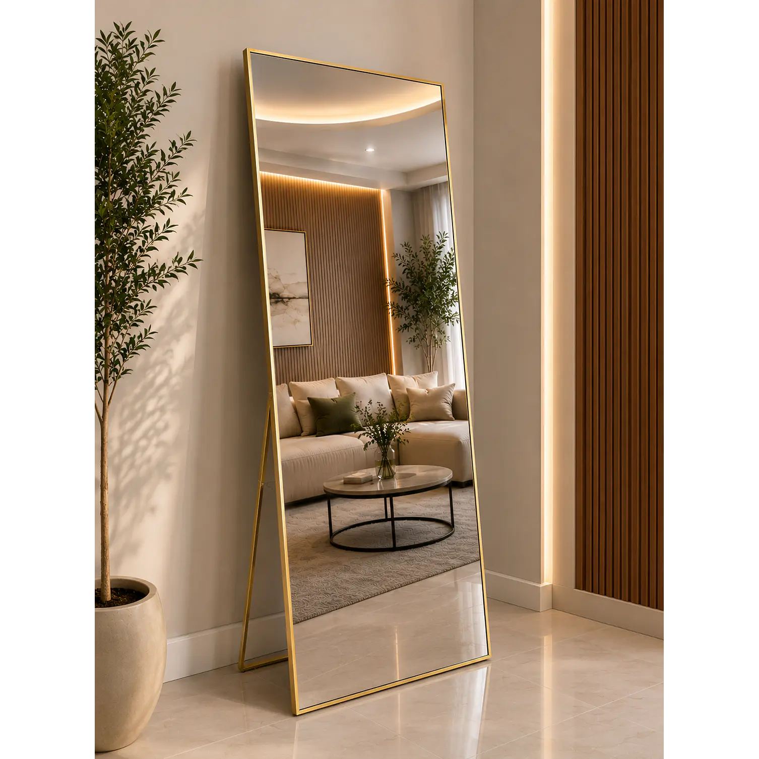 Espejo Cuerpo Entero Pedestal L09 Gold 70x180cm 2