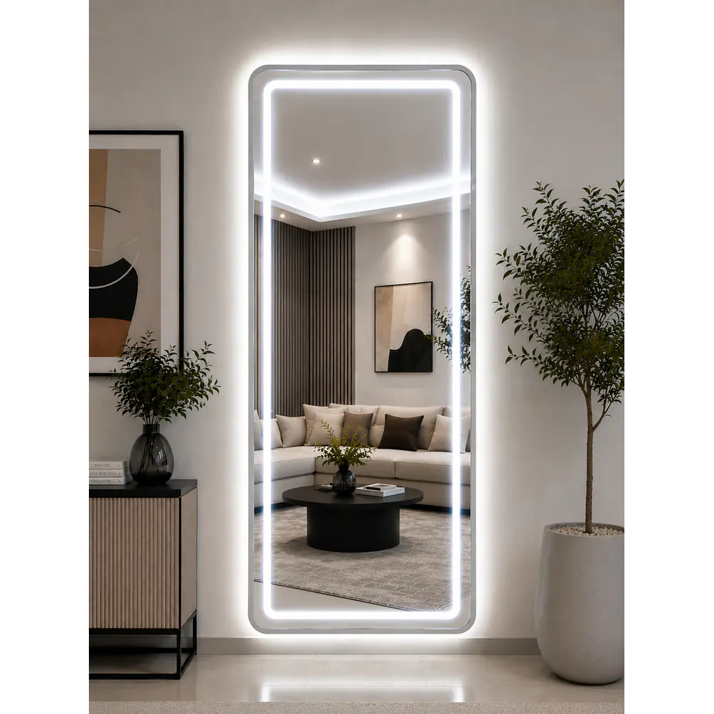 Espejo Decorativo LED con Marco Gris 70x180 cm | Instalación Vertical u Horizontal 1
