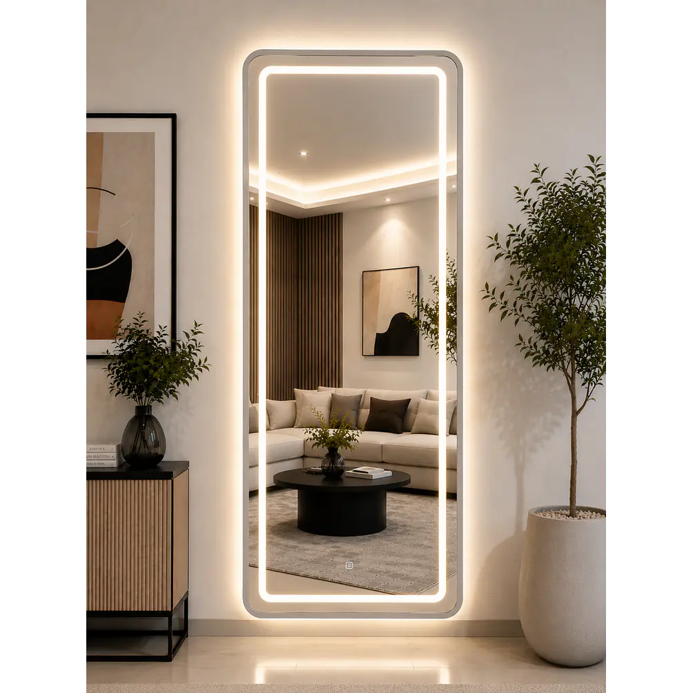 Espejo Decorativo LED con Marco Gris 70x180 cm | Instalación Vertical u Horizontal 3
