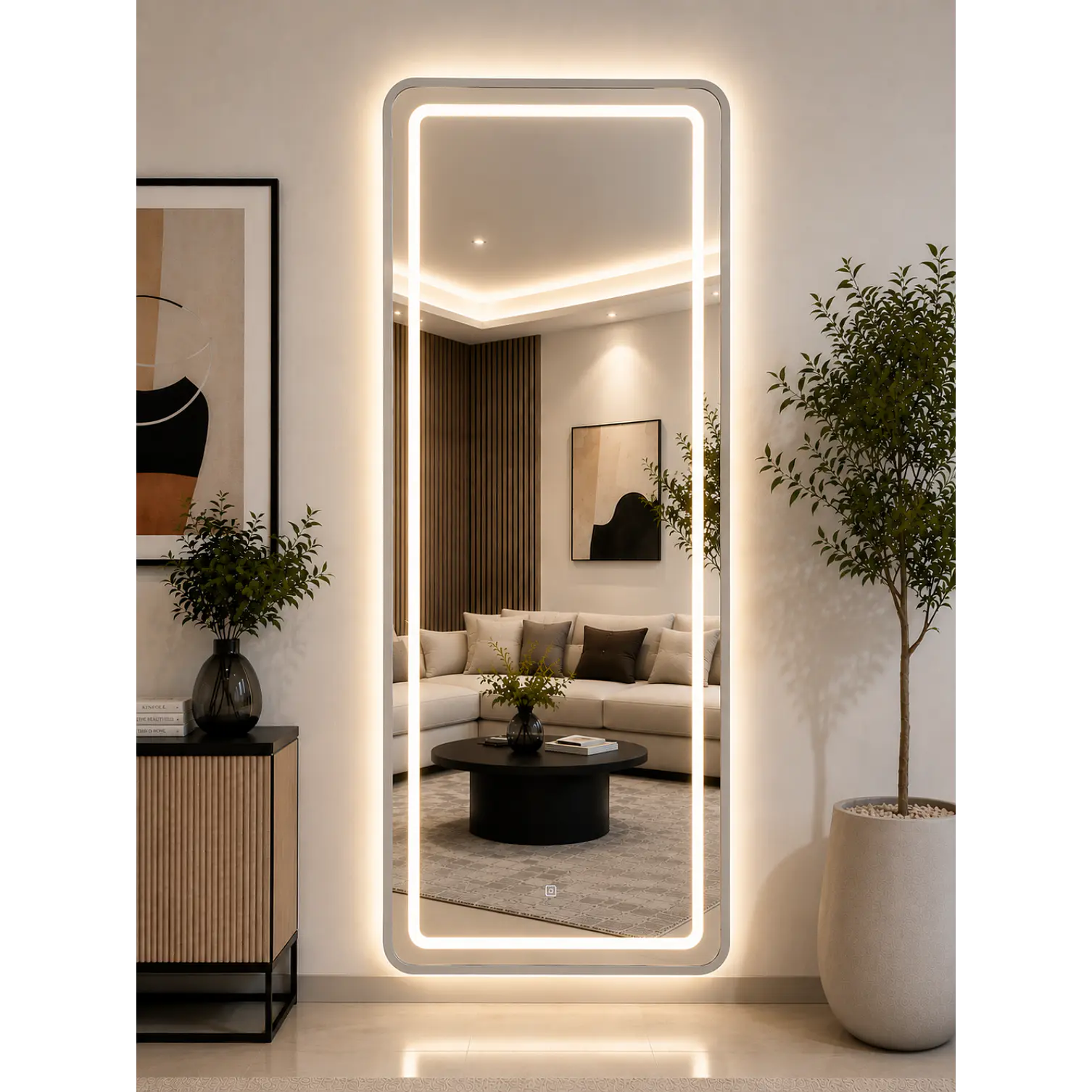 Espejo Decorativo LED con Marco Gris 70x180 cm | Instalación Vertical u Horizontal 3