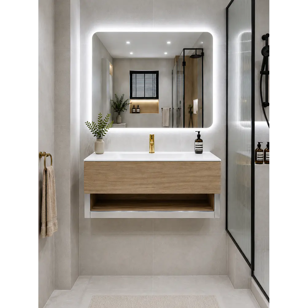 Vanitorio Flotante de 80cm con Espejo LED 1