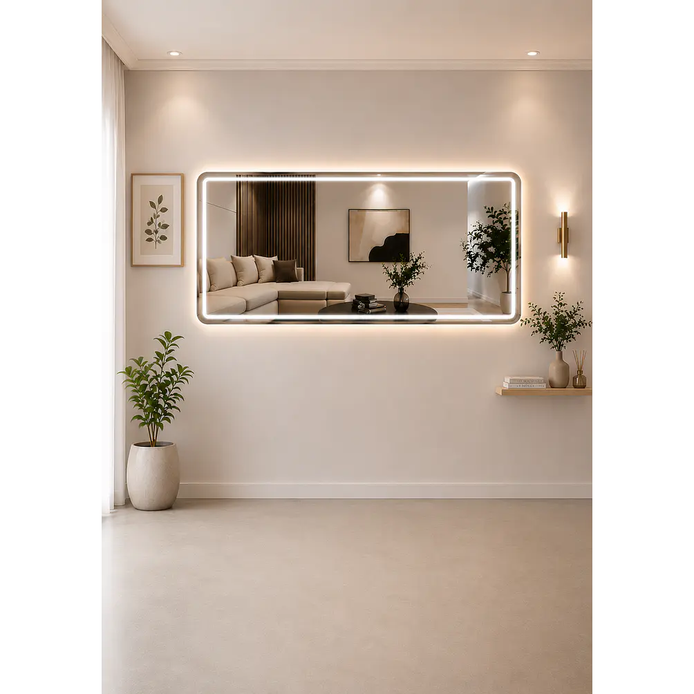 Espejo LED Dorado de muro 70x180 cm | Instalación Vertical u Horizontal Con opcion a Pedestal  3