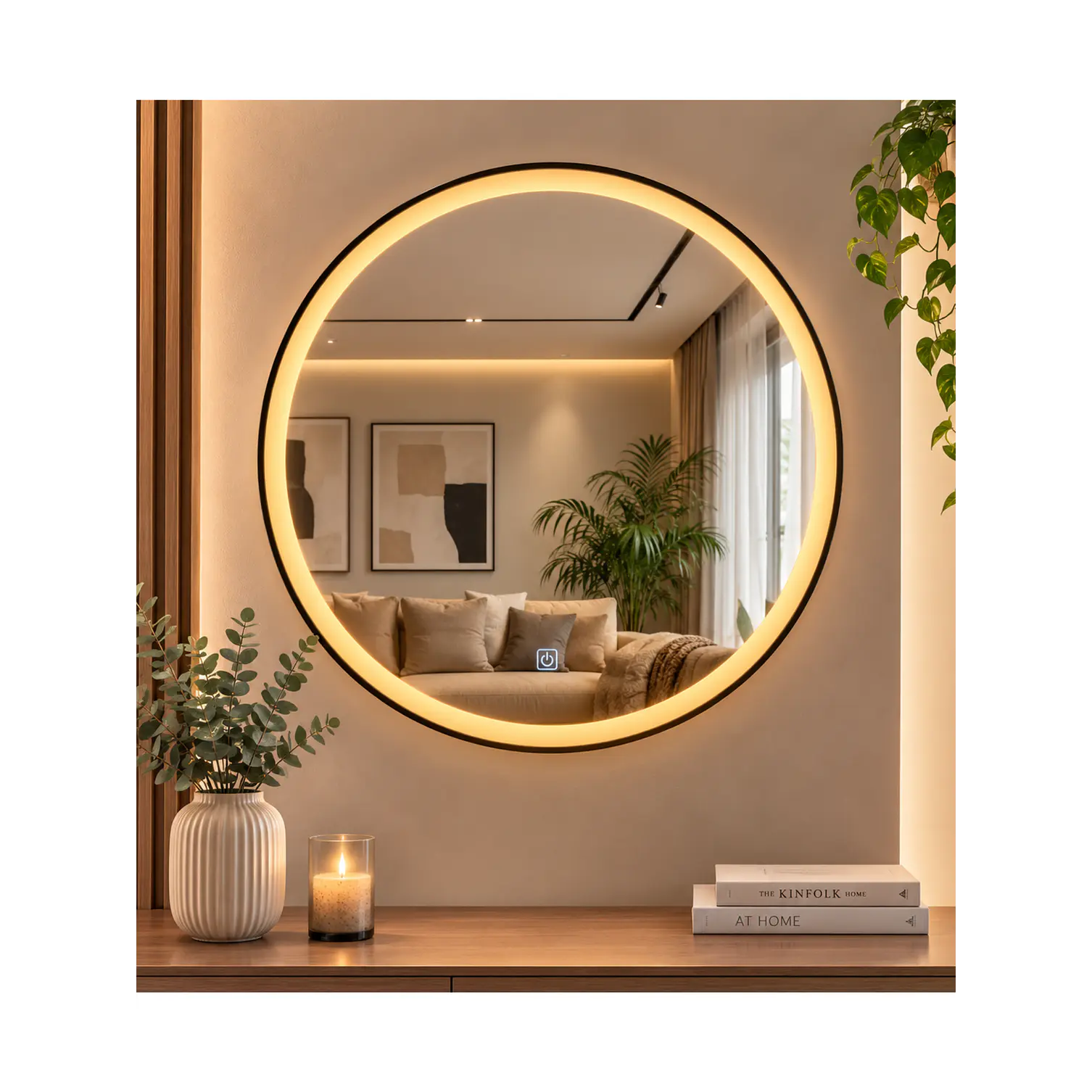 Espejo LED Redondo Black 80 cm 2