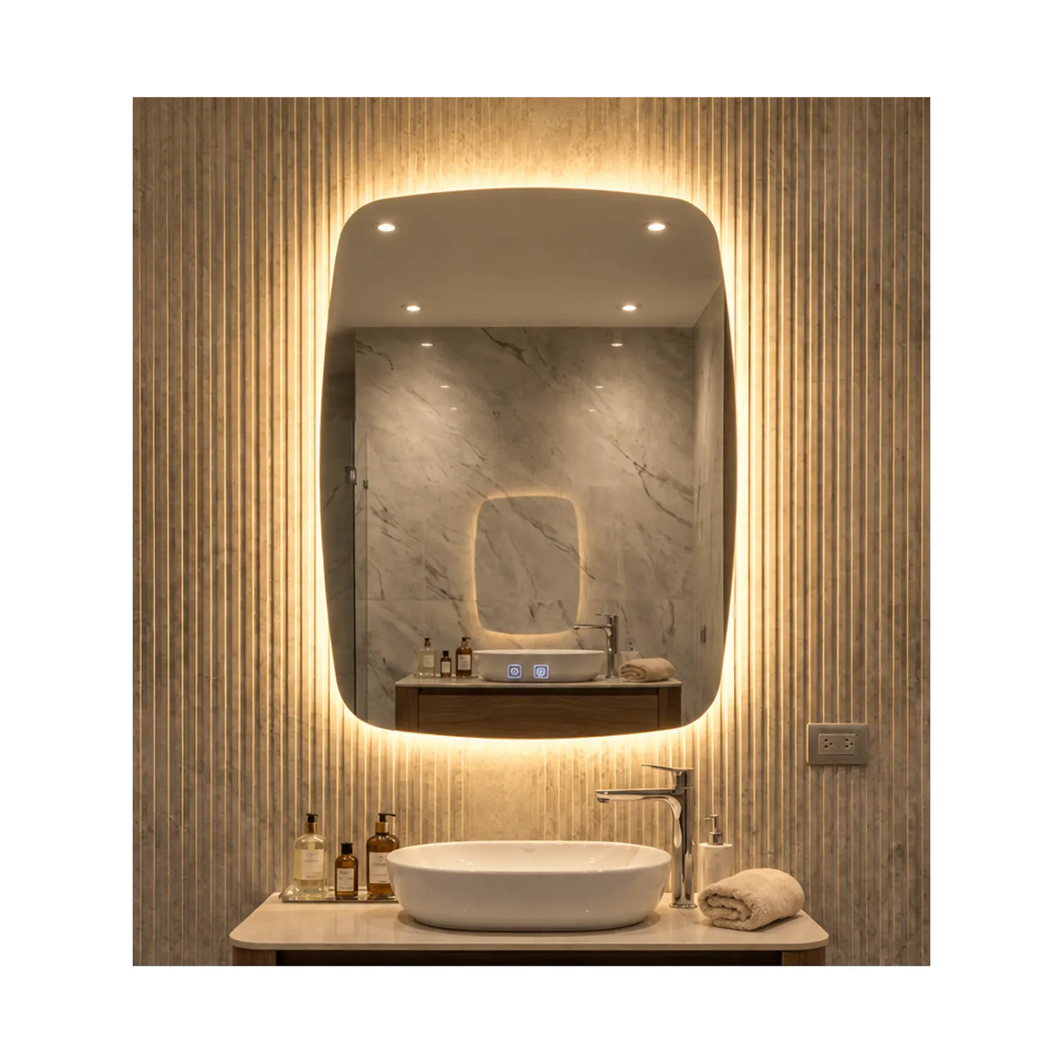 Espejo LED Para Baño Desempañante Sin Marco 60x80 cm 2